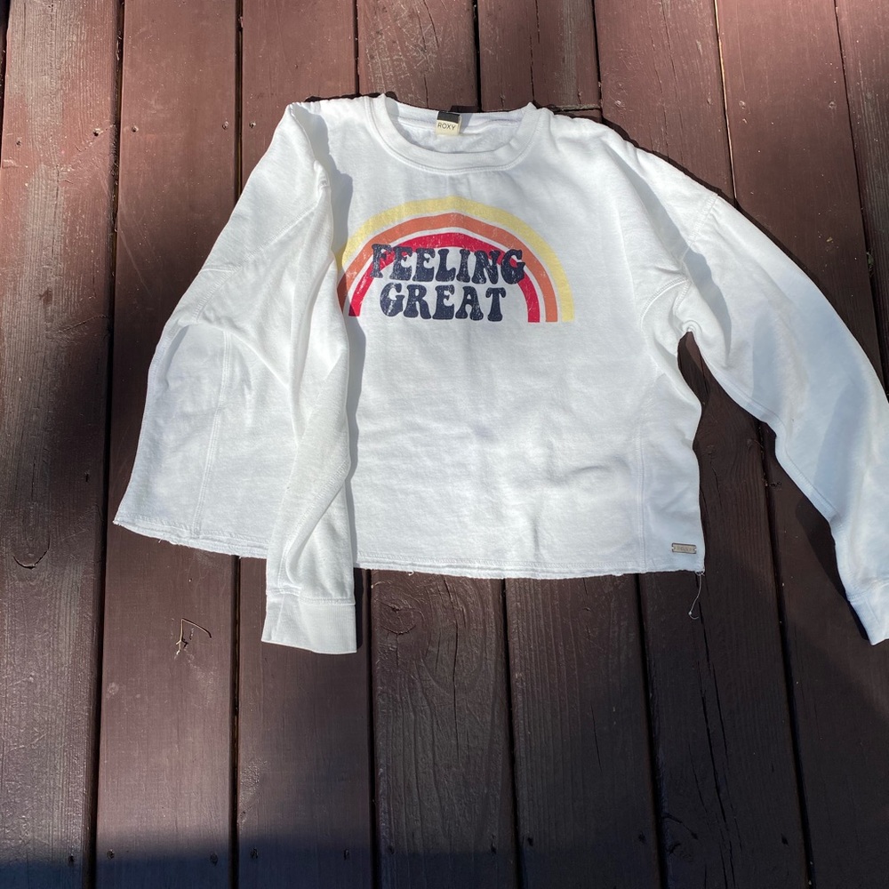 Roxy white boxy sweatshirt